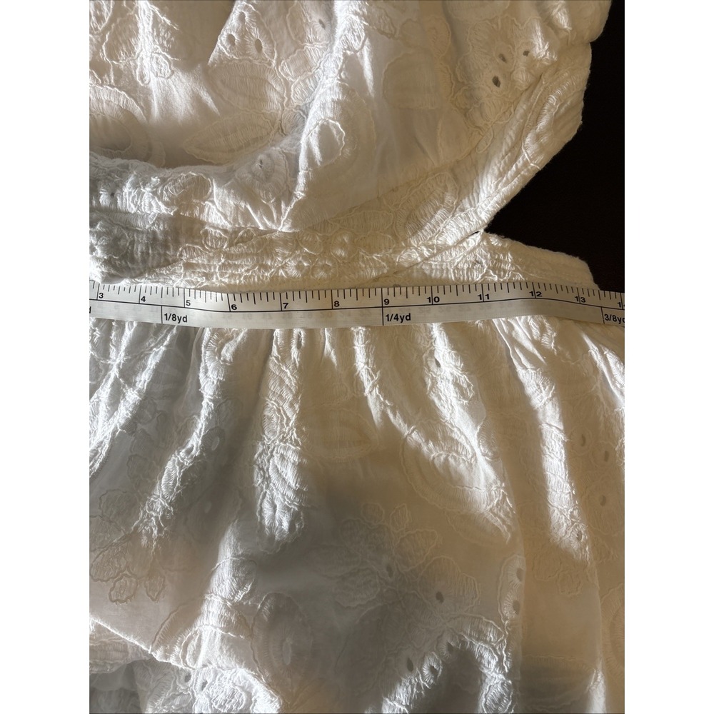 En Saison Womens Medium White Eyelet Puff-Sleeve Mini Dress Open Tie Back - Picture 8 of 9